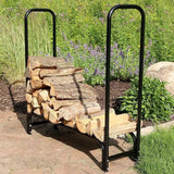 Indoor/Outdoor 4-Ft. Black Metal Firewood Rack with Cover - FREE SHIPPING