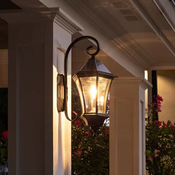 Outdoor Farmhouse Solar Wall Light in Black Finish - 150 Lumens - FREE SHIPPING