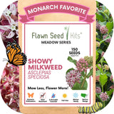 Flawn Seed Kits Showy Milkweed seed packet with butterfly and plant illustration