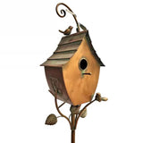 Outdoor Powder Coated Iron Birdhouse with 3-Prong Garden Stake in Copper Finish - FREE SHIPPING