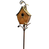 Outdoor Powder Coated Iron Birdhouse with 3-Prong Garden Stake in Copper Finish - FREE SHIPPING