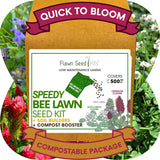 Flawn Seed Kits Speedy Bee Lawn Seed Kit packaging with garden background