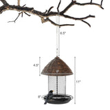 Outdoor Metal Mesh Tube Bird Feeder with Perch and Roof - Squirrel-Resistant - FREE SHIPPING