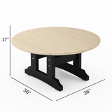 Round table with dimensions labeled on a white background