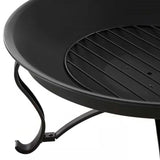 30-inch Round Steel Outdoor Fire Pit with Mesh Cover and Poker in Bronze - FREE SHIPPING