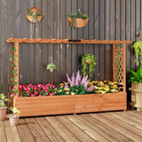Solid Fir Wood Rectangle Raised Garden Bed with Side Trellis - FREE SHIPPING