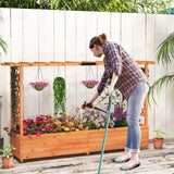 Solid Fir Wood Rectangle Raised Garden Bed with Side Trellis - FREE SHIPPING