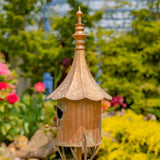 Outdoor Copper Finish Iron Gramophone Roof Birdhouse with Garden Stake - FREE SHIPPING