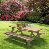 Solid Wood Outdoor Picnic Table with Benches Patio Garden Dining Set- FREE SHIPPING
