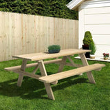 Solid Wood Outdoor Picnic Table with Benches Patio Garden Dining Set- FREE SHIPPING