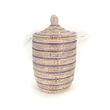 Striped White + Navy Medium Basket