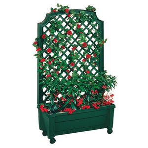Indoor/Outdoor Green Polypropylene Wheeled Trellis Planter- FREE SHIPPING