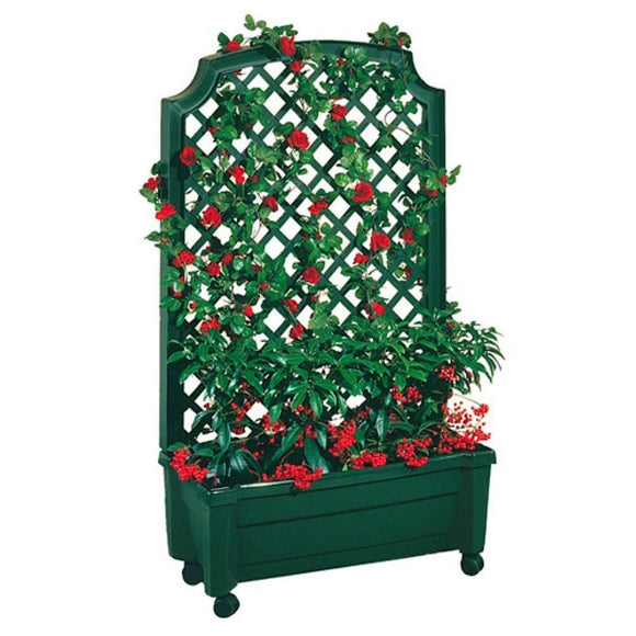 Indoor/Outdoor Green Polypropylene Wheeled Trellis Planter- FREE SHIPPING