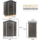 5 x 3 ft. Outdoor Grey Metal Garden Storage Shed - FREE SHIPPING