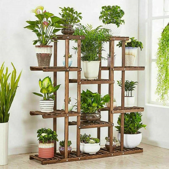 Solid Wood Indoor Outdoor 11-Tier Plant Stand - FREE SHIPPING