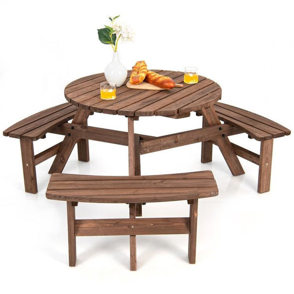 Solid Cedar Wood Outdoor Picnic Table with 3 Benches Patio Garden Dining Set - FREE SHIPPING