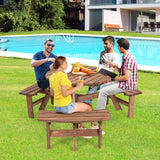 Solid Cedar Wood Outdoor Picnic Table with 3 Benches Patio Garden Dining Set - FREE SHIPPING