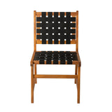 Sava Indoor Outdoor Armless Dining Side Chair in Black Webbing