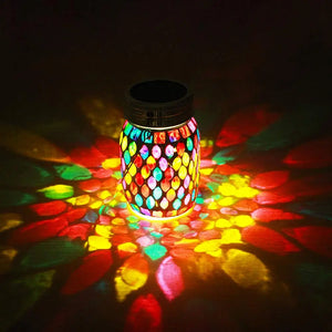 Mosaic Solar Powered Lanterns for Outdoor Hanging Mason Jar Glass Bottle Lights Waterproof for Garden Patio Pathway & Yard Décor - FREE SHIPPING