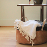 Floor Basket with Leather Handles