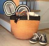 Floor Basket with Leather Handles