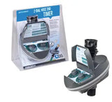 Two dual hose end timers with packaging on a white background Watering Timer - Two-Dial Hose End Timer