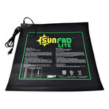 Black heating pad with 'SunPad Lite' branding on a white background Seed Starting Heat Mat