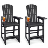 Outdoor Bar Stool Set of 2 with Backrest and Armrests 29"