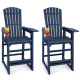 Outdoor Bar Stool Set of 2 with Backrest and Armrests 29"