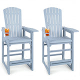 Outdoor Bar Stool Set of 2 with Backrest and Armrests 29"