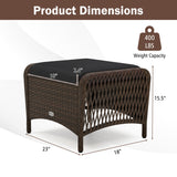 Outdoor PE Wicker Ottomans Set of 2 with Removable Cushions