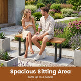 Acacia Wood Patio Bench Set of 2, 47.5" Outdoor Dining Bench