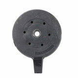 Black plastic component on a white background