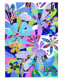 Colorful abstract floral design with various shapes and patterns on a white background IRIS PRINT