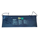 Blue heating pad with 'SunPad Pro' branding on a white background