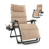 Tan Zero Gravity Adjustable Lounge Chair Removable Cushion Cup Holder Tray - FREE SHIPPING