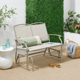 2 Seat Mesh Patio Loveseat Swing Glider Rocker with Armrests in Taupe - FREE SHIPPING