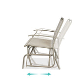 2 Seat Mesh Patio Loveseat Swing Glider Rocker with Armrests in Taupe - FREE SHIPPING