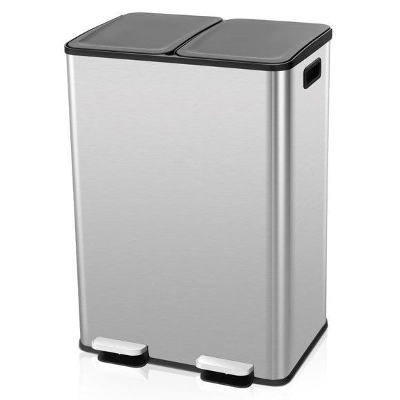 Dual 8-Gallon Step Trash Can Recycle Bin Food Waste Kitchen Compost Container - FREE SHIPPING