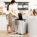 Dual 8-Gallon Step Trash Can Recycle Bin Food Waste Kitchen Compost Container - FREE SHIPPING