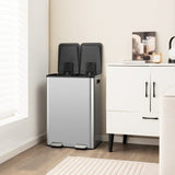 Dual 8-Gallon Step Trash Can Recycle Bin Food Waste Kitchen Compost Container - FREE SHIPPING