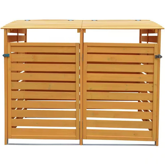 Outdoor Solid Wood Garbage Can Recycle Bin Storage Shed - Holds 2 Trash Bins - FREE SHIPPING