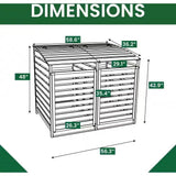 Outdoor Solid Wood Garbage Can Recycle Bin Storage Shed - Holds 2 Trash Bins - FREE SHIPPING