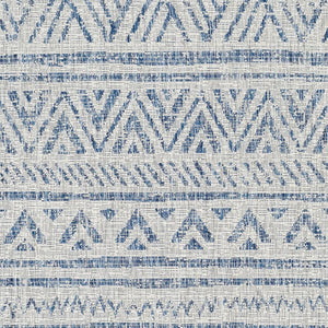 2 ft. x 3 ft. Blue Grey Chevron Coastal Boho Style Indoor Outdoor Area Rug - FREE SHIPPING