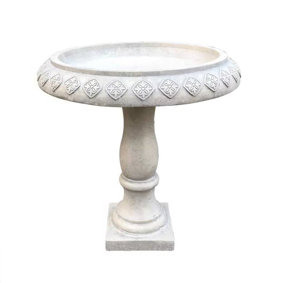 Lightweight Weathered Concrete Fiberglass Stone Birdbath - 22-inch Diameter - FREE SHIPPING