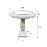 Lightweight Weathered Concrete Fiberglass Stone Birdbath - 22-inch Diameter - FREE SHIPPING