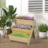 3-Tier Outdoor Fir Wood Elevated Planter Herb Flower Box Raised Garden Bed - FREE SHIPPING