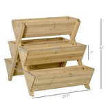 3-Tier Outdoor Fir Wood Elevated Planter Herb Flower Box Raised Garden Bed - FREE SHIPPING
