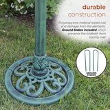 Outdoor Garden Bird Bath Bowl with Stand in Green Bronze Finish - FREE SHIPPING
