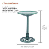 Outdoor Garden Bird Bath Bowl with Stand in Green Bronze Finish - FREE SHIPPING